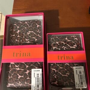 Trina Turk Pink and Brown Leopard wallet set